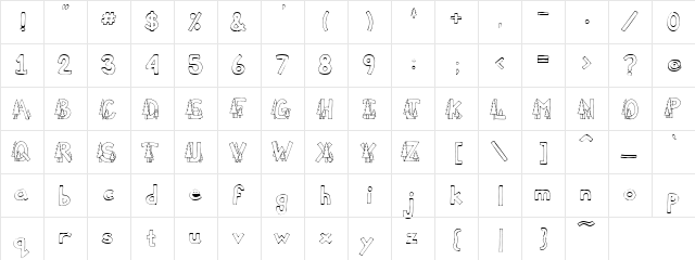 PC In the Pines Regular  glyph index