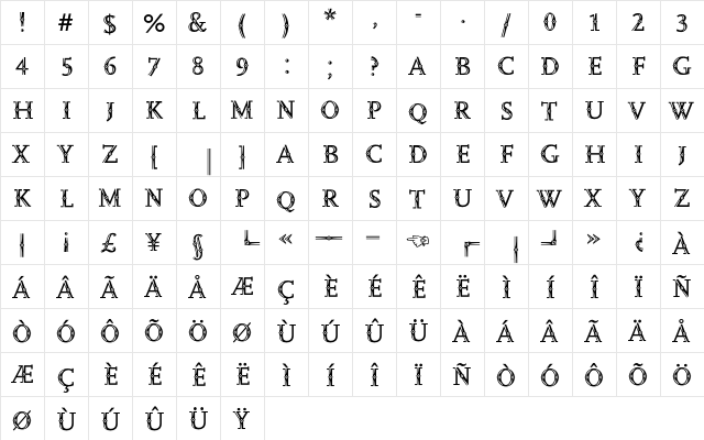 ScalaJewel Saphyr Regular  glyph index