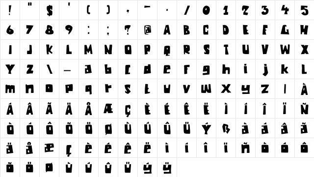 DK Chunky Chicken Regular  glyph index