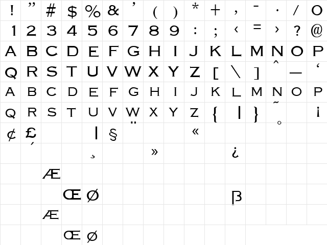 Cupro Display Caps SSi Regular  glyph index
