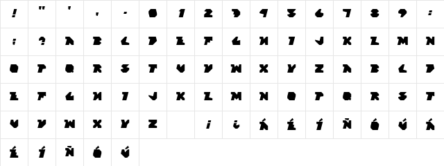 Block Factory Regular  glyph index