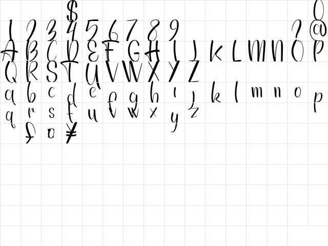 Captain David Portland DEMO Regular  glyph index