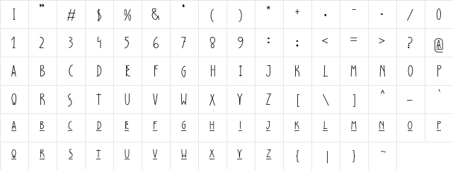 PapaKilo Light  glyph index