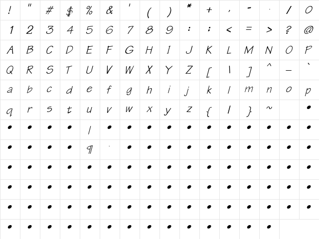QTTechtone Bold Italic  glyph index
