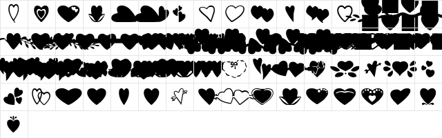 SC Hearts Regular  glyph index