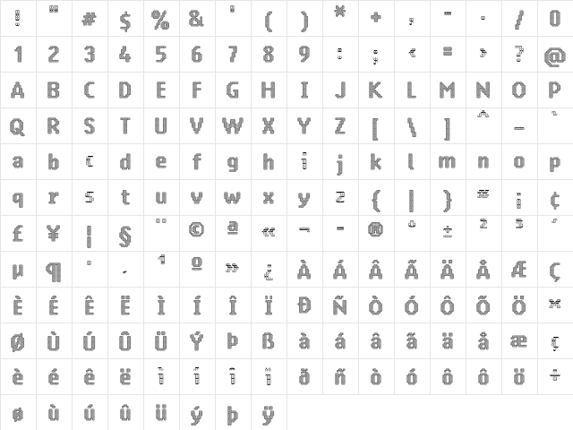 Vr宧 Regular  glyph index