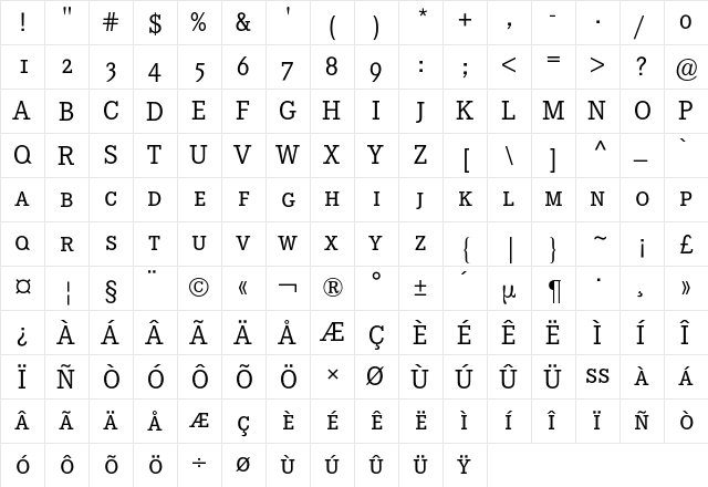 Corporate E Expert BQ Regular  glyph index