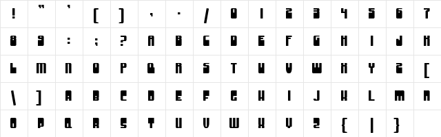Groove Machine Upright Regular  glyph index