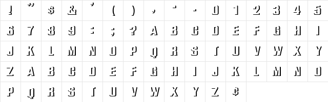 Relief Grotesk Bold  glyph index