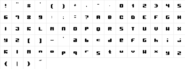 Pormask 2039 Regular  glyph index