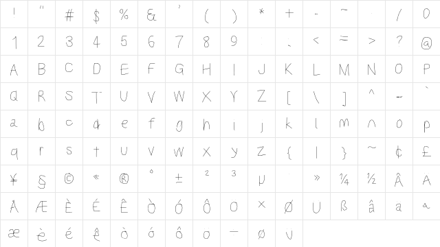 Kabina Rg  glyph index