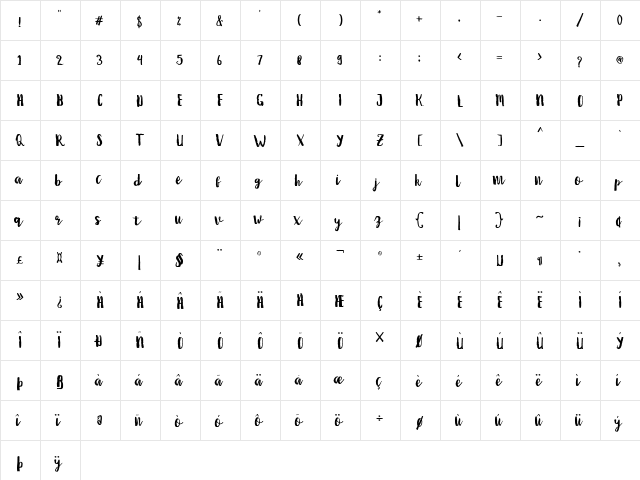 Debt Collectors Regular  glyph index