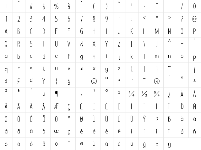 No Added Sugar Regular  glyph index