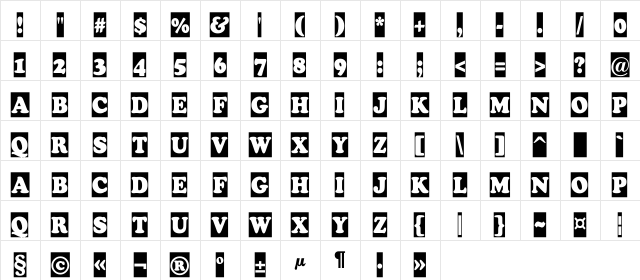 a_CooperBlackCm Regular  glyph index