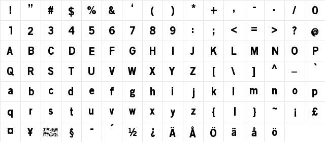 Scratch X Black Regular  glyph index