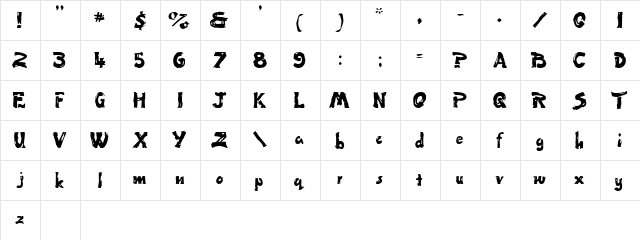KidzOnlySSK Regular  glyph index