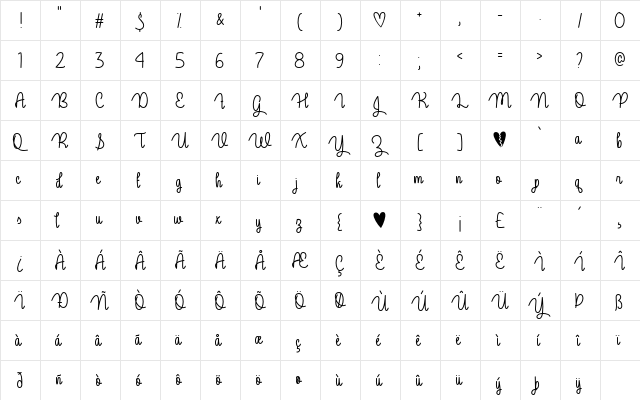 Guys My Age Regular  glyph index