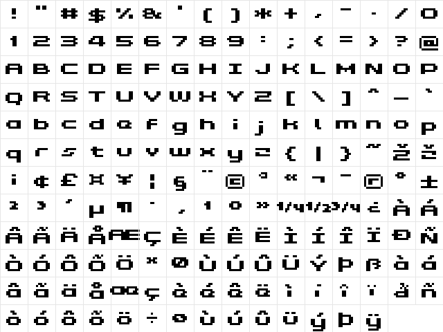 Grixel Kyrou 5 Wide Bold Regular  glyph index