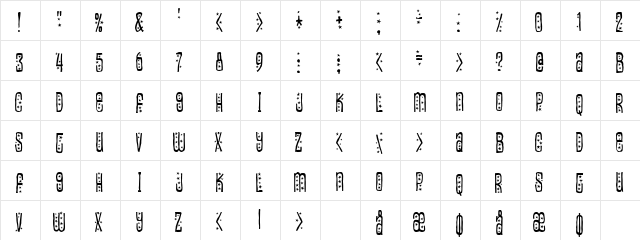 Easily amused Regular  glyph index
