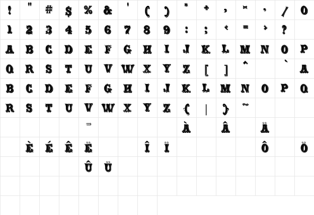 Carnival MF Rimmed  glyph index