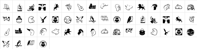 GetierAnimalish Regular  glyph index