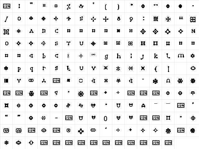 Atomium-Dingbats Regular  glyph index
