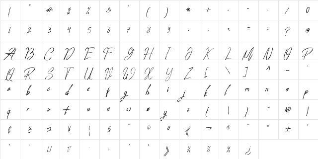 Peace Maker Free Personal Use Regular  glyph index