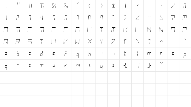 LCDDoubleSSK Regular  glyph index