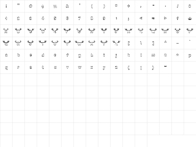 LD Antler Regular  glyph index