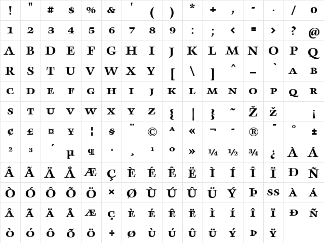 AngkoonTF-BoldSC Regular  glyph index