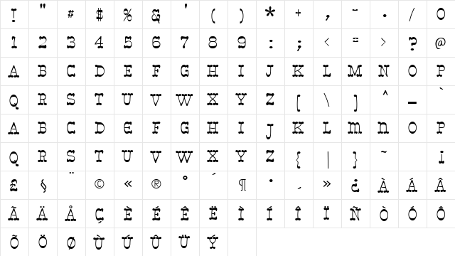 Spicandspan Regular  glyph index