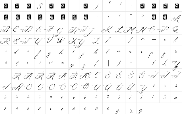 Ayana FreeVersion Regular  glyph index
