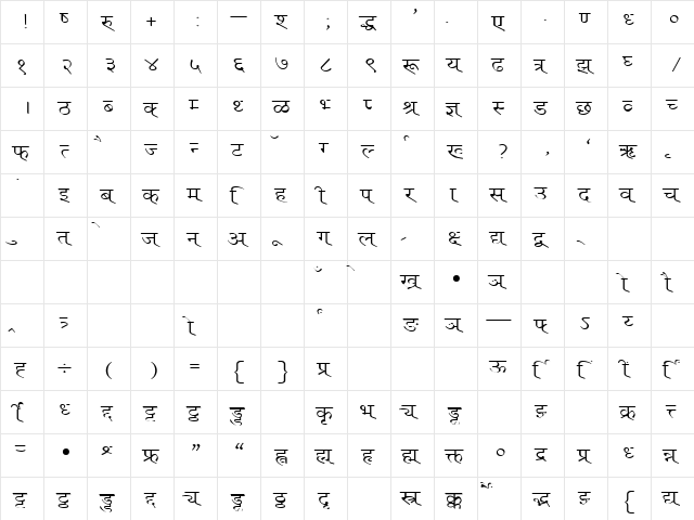 DevLys 110 Wide Normal  glyph index