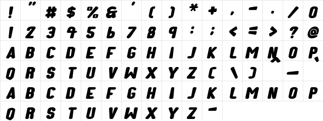 Kids Play Italic  glyph index