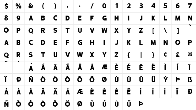 hustle 4 Regular  glyph index