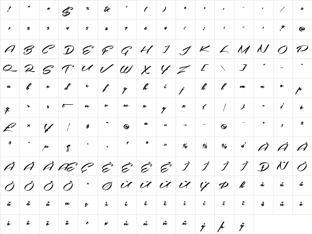 Southern Aire Personal Use Only Regular  glyph index