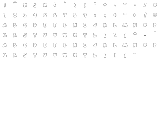 CK Sugar Cookie Regular  glyph index