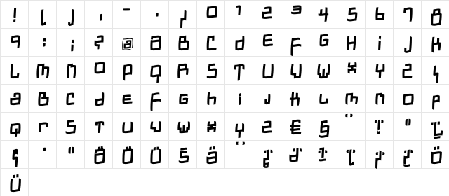 DadasTracesFreeshapes Regular  glyph index