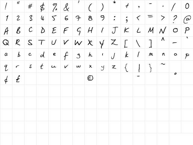 Ali Regular  glyph index
