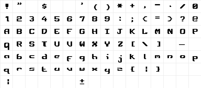 Ensign Flandry Regular  glyph index