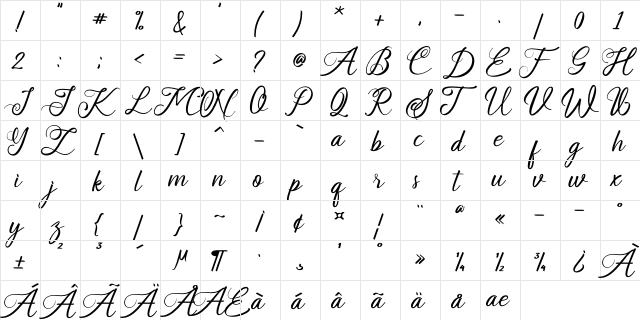 Soulmate Regular  glyph index