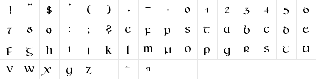 CallifontsF63TrueType Regular  glyph index