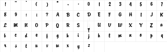 CRYSTAL Regular  glyph index