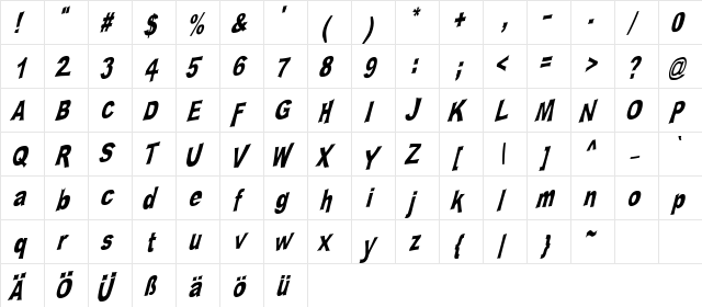PLATSCH 2 Regular  glyph index