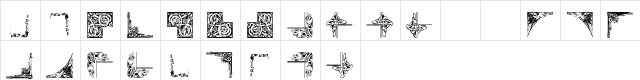 Vintage Decorative Corners 15 Regular  glyph index