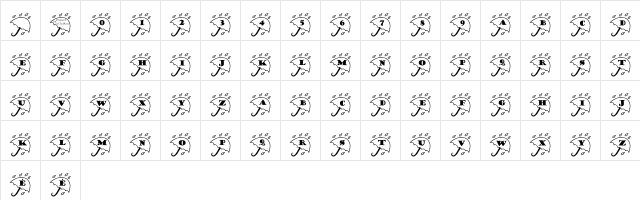 LCR Rainy Daze Regular  glyph index