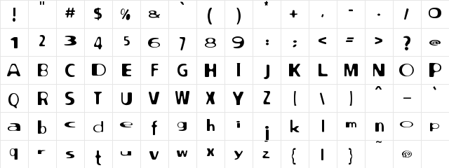 North point Regular  glyph index