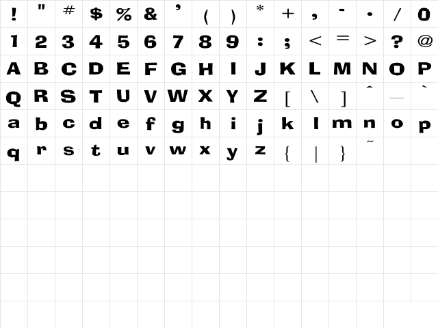 AdLib Wd Regular  glyph index