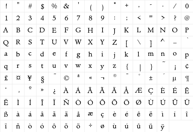MinisterEF Book  glyph index