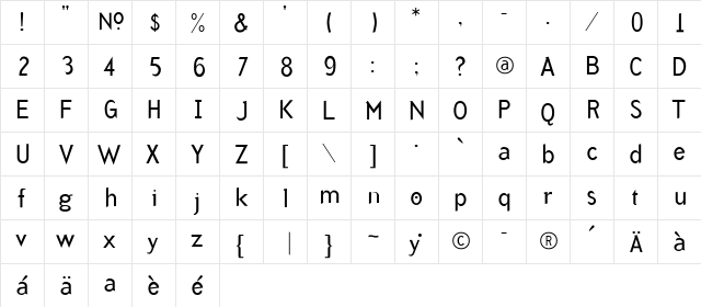 IndustrySans1 Medium  glyph index